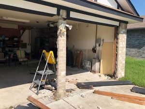 4.removing the old frame and garage door